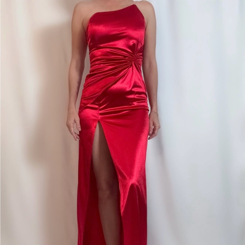 Fashion Nova Red Satin Maxi Dress